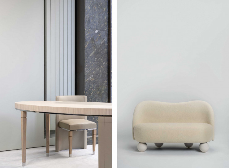 Showroom de Laurent Maugoust Edition et canapé Victoria de Le Berre Vevaud.