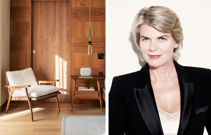 À gauche, hôtel Cœur de Megève décoré par Sybille de Margerie.