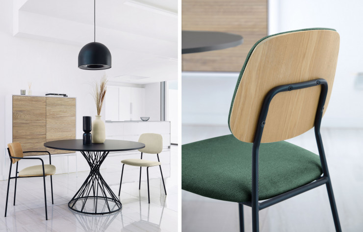 La chaise Benilda, la table ronde Niut … quelques échantillons de l’attention rétro que veux transmettre l’éditeur de design.