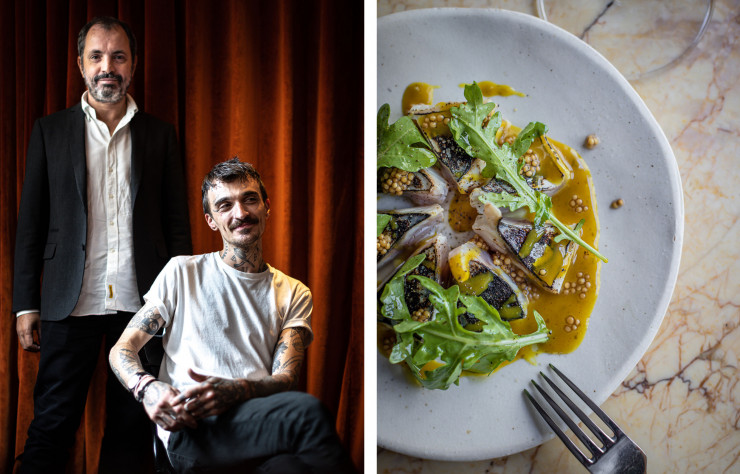 Le chef Guillaume Sanchez (à droite) et Arnaud Frisch, fondateur de la marque Silencio, lancent un lieu hybride (restaurantet cinéma), Le Silencio des prés.