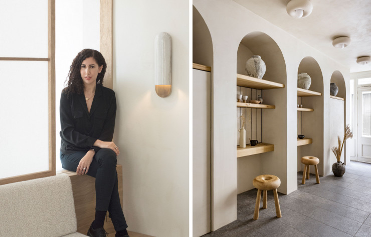 Comme designer, Emmanuelle Simon ose le mariage subtil de la précision du dessin appliquée à l’aspect aléatoire des matériaux, imprimant ainsi une patte contemporaine à ses créations. Son travail témoigne d’un goût prononcé pour l’artisanat : « J’aime faire intervenir des artisans, pousser la porte de leurs ateliers. J’aime aussi laisser apparents les détails de menuiserie, comme les assemblages, à queue droite pour le lit Samba ou papillon pour le canapé Nativ.»