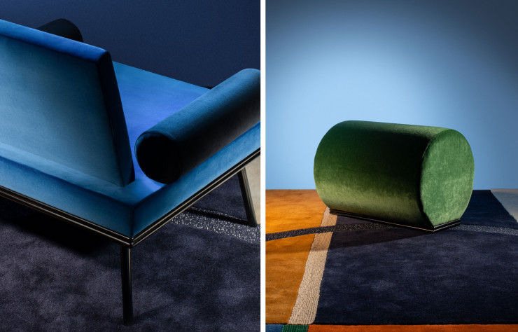 Mobilier recouvert de velours, tapis tuftés main… la collection « Jeux de salon », de José Lévy, rappelle l’histoire de l’éditeur Lelièvre.