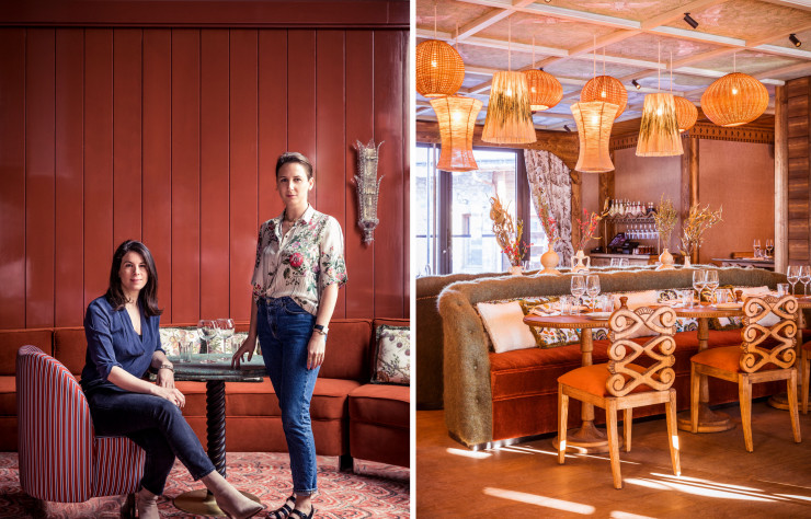 Le travail de Delphine Versace et Virginie Friedmann emprunte à l’Italie et à la Côte d’Azur d’après-guerre, comme ici dans la partie lounge du Bambini, à Paris.