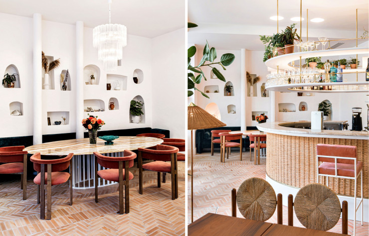 Chaux, tommettes, dossiers en paille… Cap au sud pour la brasserie Riviera, à Paris.