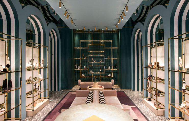 Le projet pour Aquazurra, à New York, boutique réalisée par le duo Humbert & Poyet, dont on voit ici la version virtuelle proposée au client.