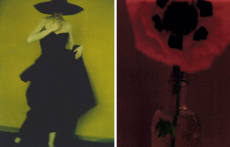 Sarah Moon pour Yohji Yamamoto (1996) (à gauche). / Le Pavot de Sarah Moon (1997) (à droite).