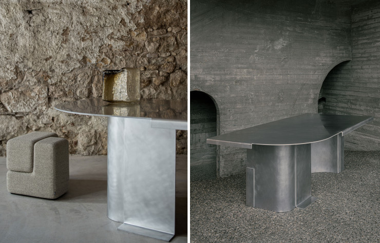 Sa collection, « Soft Corners », est constituée de poufs et d’une table qui s’emboîtent tels des éléments de maçonnerie.