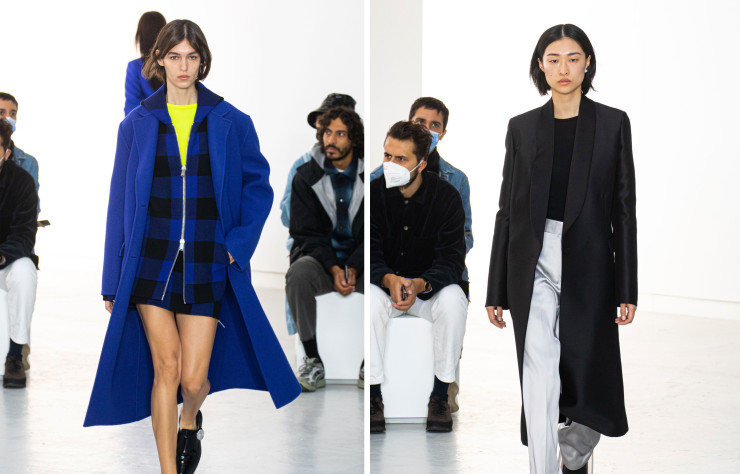 Les premiers pas du défilé Shang Xia signé Yang Li lors de la Fashion Week printemps-été 2022 de Paris.