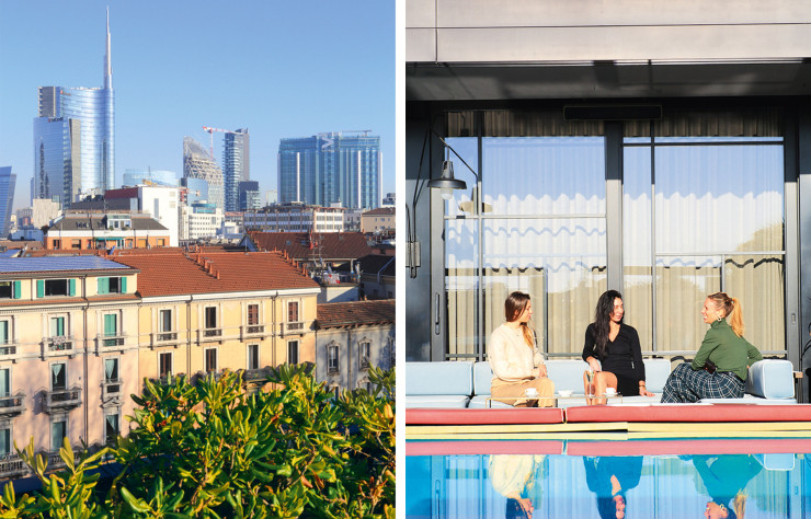Le rooftop du bar-restaurant Ceresio 7 embrasse la skyline de la ville.