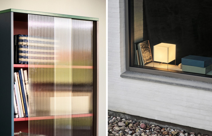 Cabinet Tall par Muller van Severen et lampe de table Paper Cube.