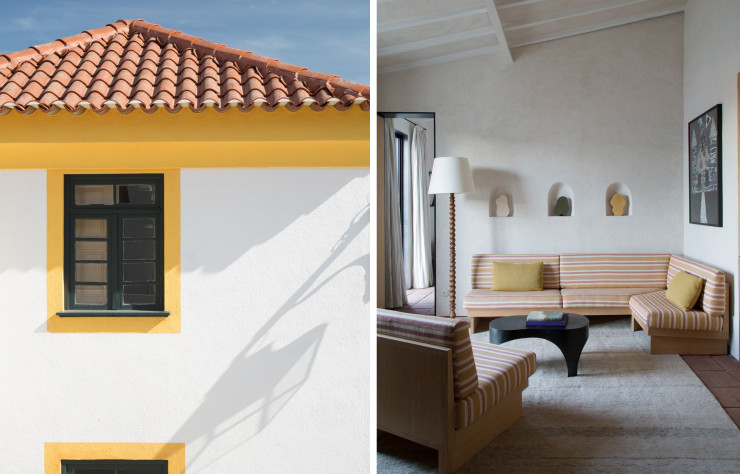 Vue extérieure et salon de la casa située dans la Quinta da Corte