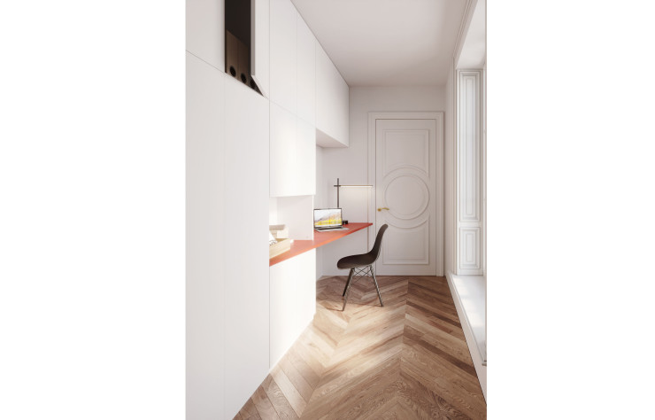 Rangement bureau blanc premium et terracotta Coulidoor sur mesure