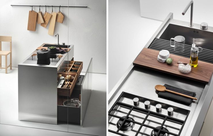 Dans cette nouvelle collection de cuisines, il existe trois tailles d’îlots différentes.