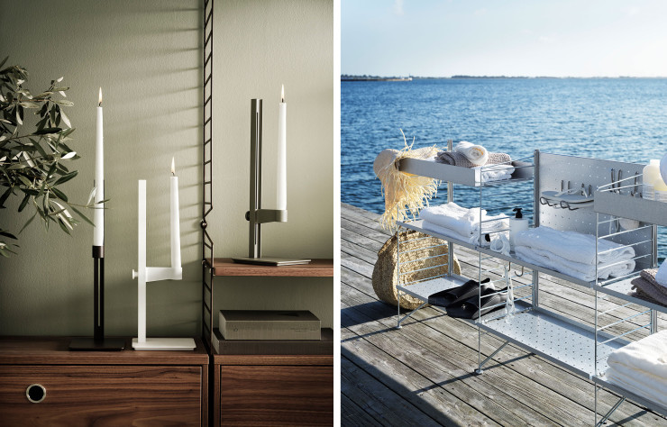 La marque suédoise String s’est imposée dès les années 50 dans l’histoire du design scandinave grâce à son système de rayonnage aérien, facile à transporter et à assembler. Dans la famille « Museum », voici le bougeoir réglable imaginé par le TAF Studio, aux lignes minimalistes.