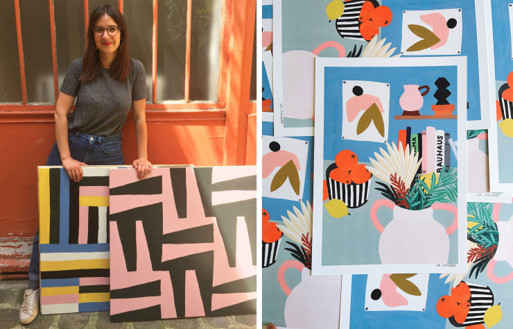 Portrait de Léa Maupetit et nature morte signée par l’illustratrice.