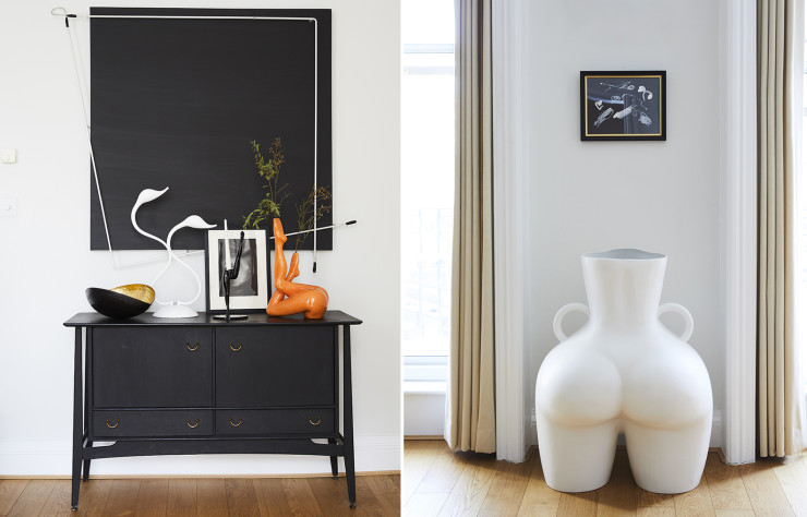 Les vases aux formes de corps féminins habillent l’appartement de leur créatrice.