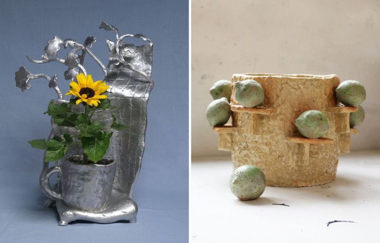 À gauche, «Morceaux de cuisine» de Olga Flór. À droite, «Balcons Citrons» de Romain les Bains.