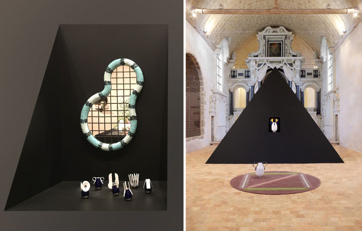 Vue préparatoire de la première exposition monographique de Jean-Baptiste Fastrez, au Kiosque, à Mayenne en 2019.