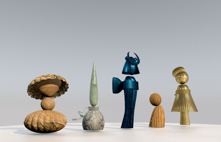 Les kokeshi virtuelles de José Lévy ont été montrées sous forme d’hologrammes au dernier PAD Paris.