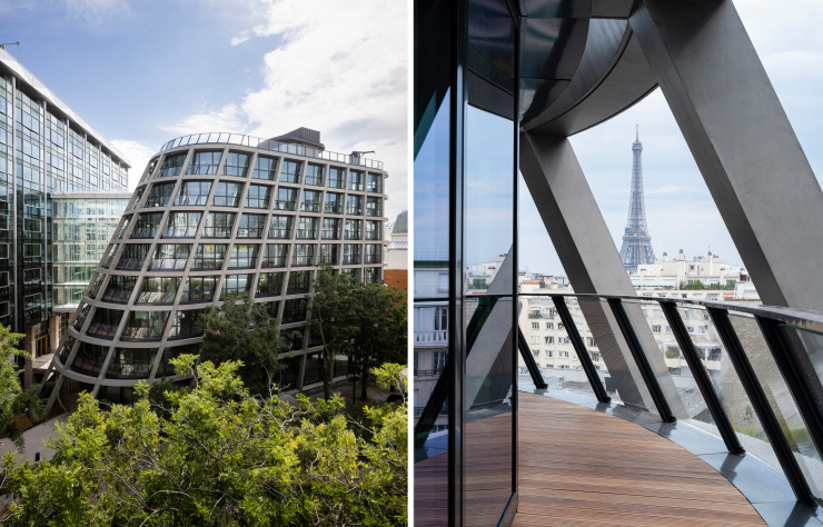 Si l’ensemble architectural se base sur des continuités spatiales et une perméabilité visuelle, des jardins ont été plantés, permettantun parcours traversant.