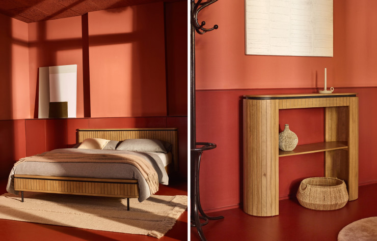 Un set sur mesure pour le canapé Karin et les éléments boisés et chaleureux de la collection « Licia ».