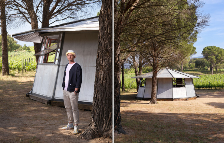 Clément Cividino a découvert l’existence du pavillon Marabout grâce à des blogs en ligne sur l’architecture. Dotée de 13 côtés, la structure s’étend sur une surface de presque 50 m2 et peut être montée en une heure et demie. Chacun de ses panneaux pèse un maximum de 28 kg, qui rendent l’ensemble facilement transportable.