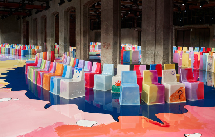 Bottega Veneta présentait l’installation Come Stai de Gaetano Pesce’s à Miami. Ici, vue du défilé printemps-été 2023.
