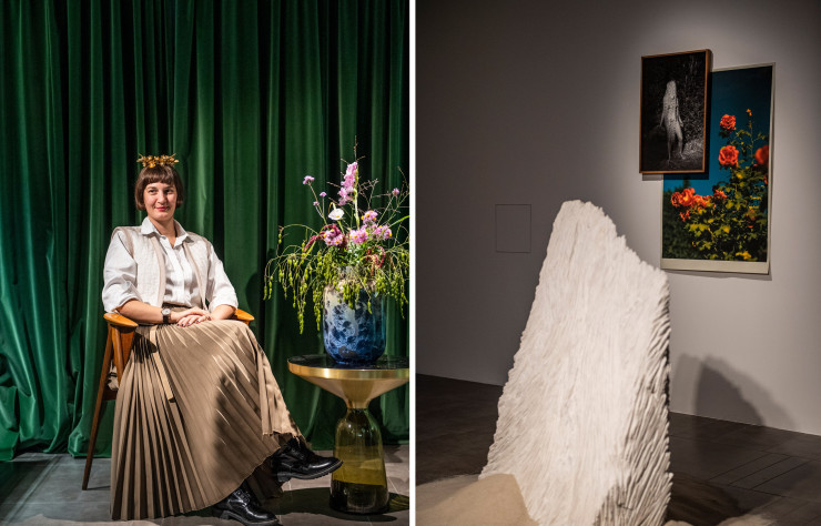 Dans sa nouvelle boutique, la joaillière Janja Prokic présente ses créations, qui se portent ou… s’exposent. Elle prend ici la pose avec sa couronne-sculpture-objet.