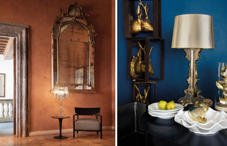 La version or et transparente de la lampe Bourgie, best-seller depuis sa sortie en 2004 de l’éditeur italien Kartell.