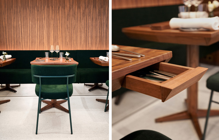 Les tables en noyer de La Condesa 2.0 dissimulent un joli secret…