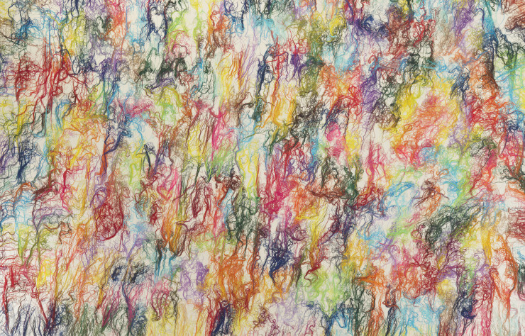 Les Grands Nymphéas (2021), de Ghada Amer, broderie et gel médium sur toile. Collection de l’artiste, New York (États-Unis).