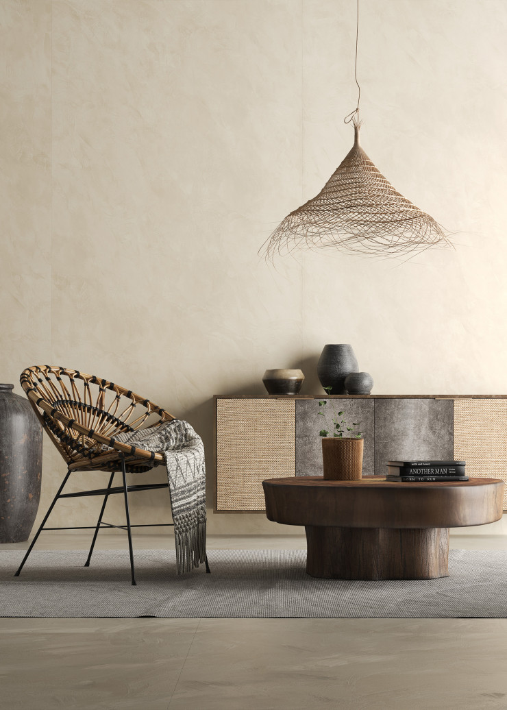Le Dekton Kraftizen Nacre propose une surface innovante ultracompacte réalisée dans un matériau technologique composé de porcelaine, de verre et de quartz (Cosentino).