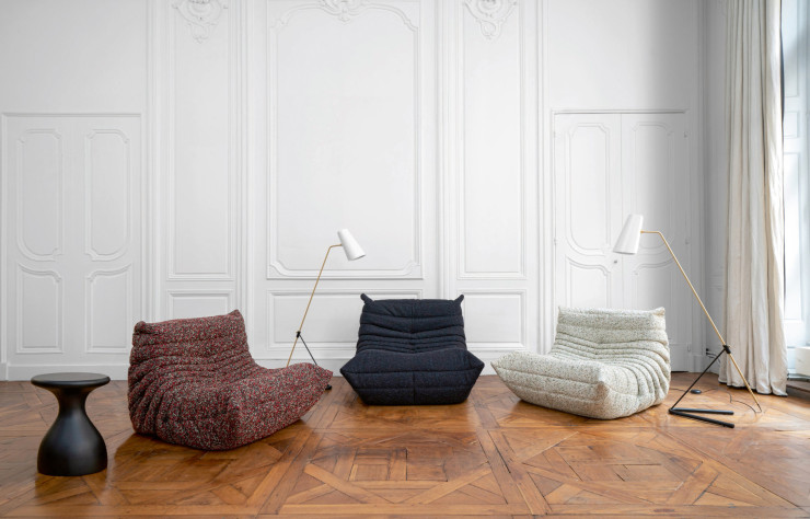 Le tissu Atom, décliné en trois coloris, a été imaginé par Raf Simons pour Kvadrat.