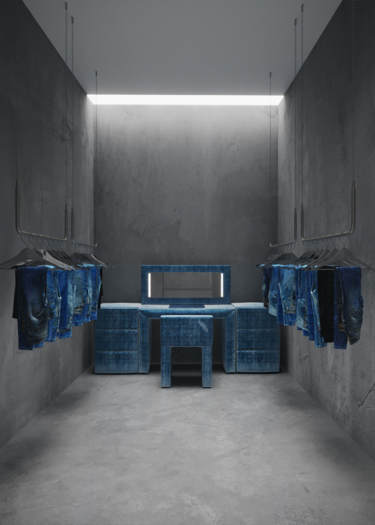 L’exposition « Denim » à la Carpenters Workshop Gallery présente le système d’assise modulairede Harry Nuriev, inspiré par l’universelle étoffe.