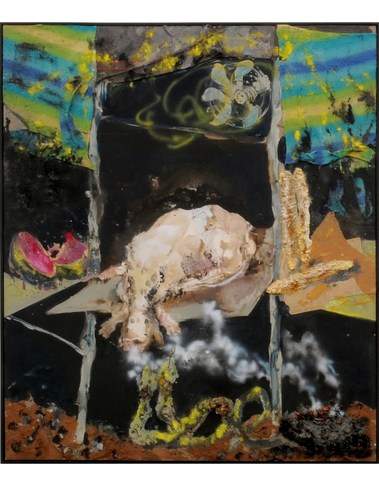 Paul Rebeyrolle, Le chien blanc (série Madagascar), 2000, Peinture, 278 x 240 cm, Courtesy de l’artiste et Galerie Jeanne Bucher Jaeger