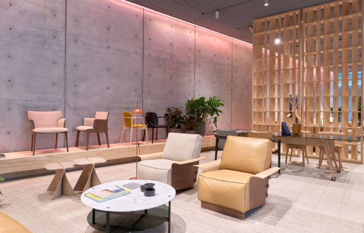 Pour son showroom milanais, Andreu World a souhaité un chantier usant de matériaux recyclés et/ou recyclables, dans la droite ligne de ses résolutions environnementales.