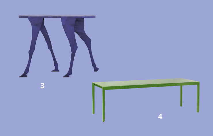 La console Girafe et la table Silent.