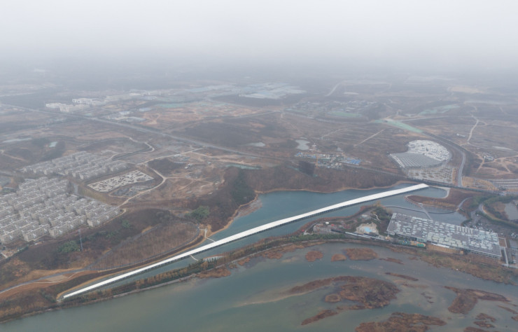 Vue du ciel du Zaishui Art Museum, en Chine. (c) Arch-Exist Photography