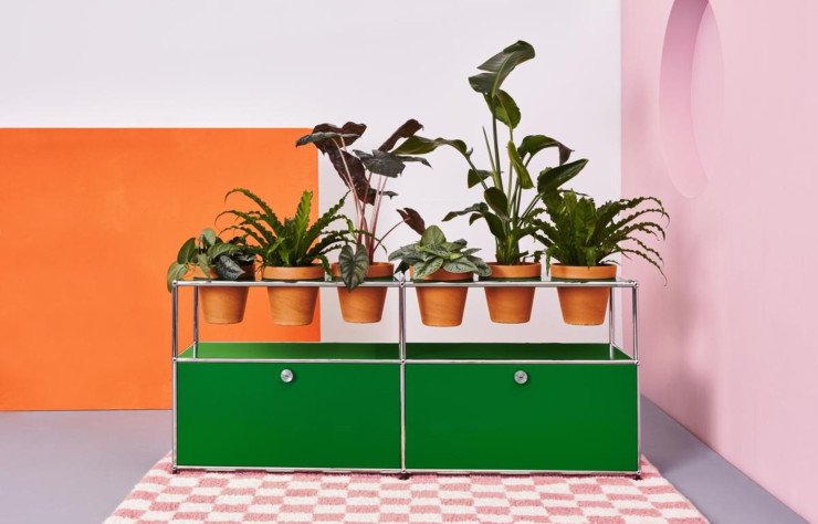 Le système USM Haller avec jardinières intégrées.