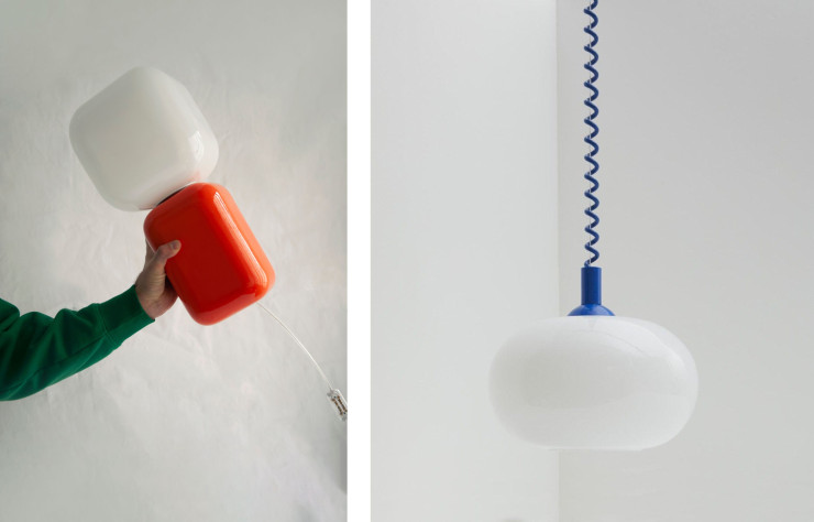 À gauche, la lampe Maé de Youth Editions, à droite la suspension Nuage de La Quincaillerie moderne.
