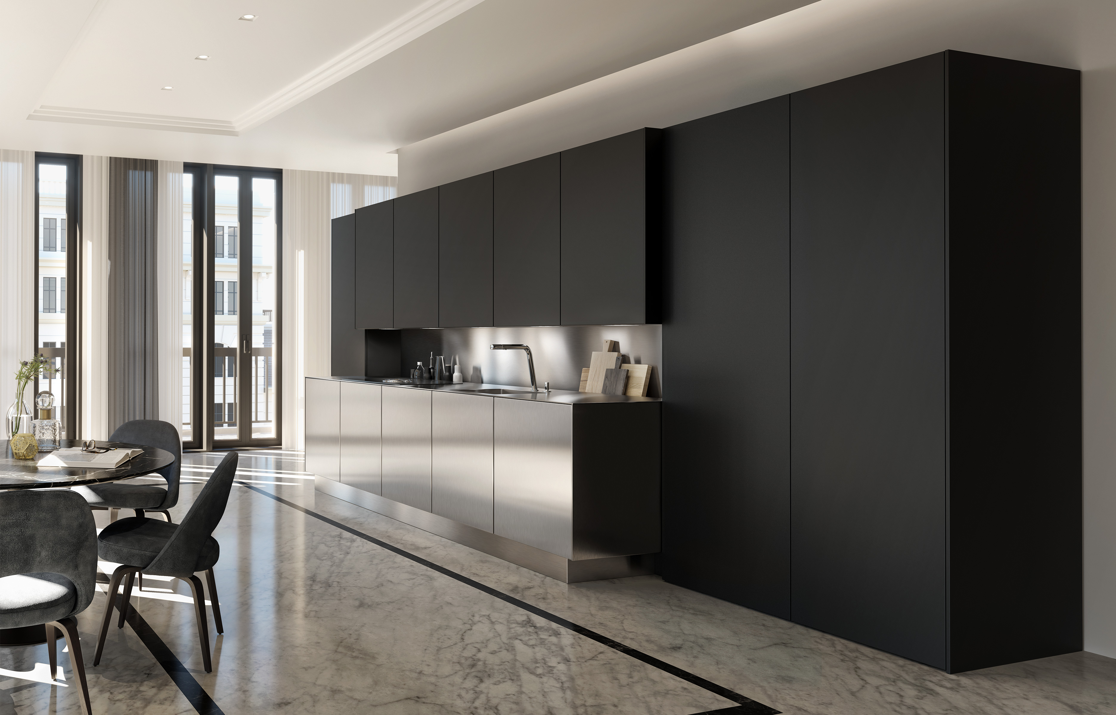 Noire, transparente, boisée... La rédaction d'IDEAT décrypte les trois tendances à adopter dans sa cuisine cette année, Paris, France